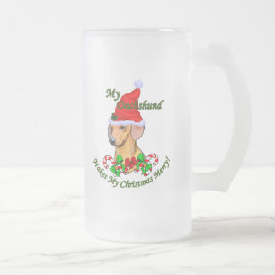 Caneca De Cerveja Vidro Jateado Presentes de Natal Dachshund