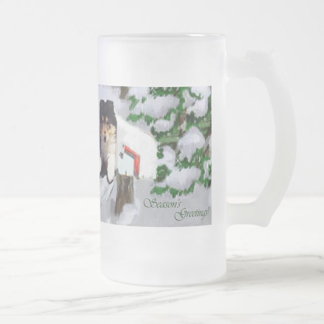 Caneca De Cerveja Vidro Jateado Presentes de Natal de Collie Tripla Collie (Direita)