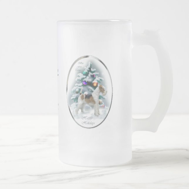 Caneca De Cerveja Vidro Jateado Presentes de Natal de Fio Fox Terrier (Direita)