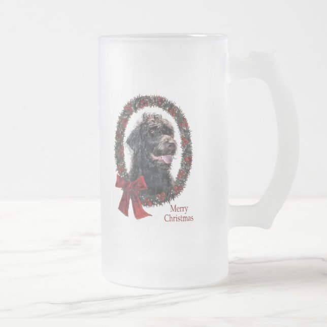 Caneca De Cerveja Vidro Jateado Presentes de Natal Labradoodle (Direita)