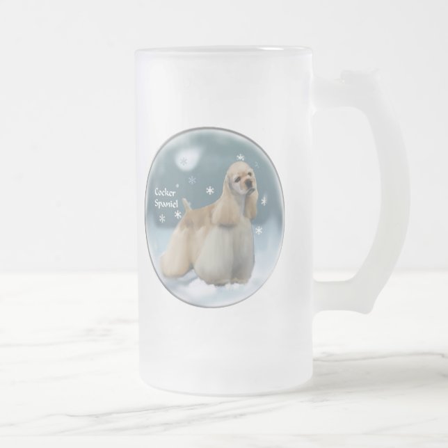 Caneca De Cerveja Vidro Jateado Presentes de Natal para Cocker Spaniel (Direita)