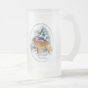 Caneca De Cerveja Vidro Jateado Presentes de Natal para Retriever de Tolling de Pa