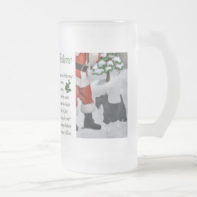 Caneca De Cerveja Vidro Jateado Presentes de Natal Terrier escoceses (Direita)