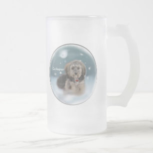 Caneca De Cerveja Vidro Jateado Presentes do Natal de Cockapoo