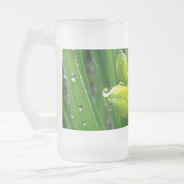 Caneca De Cerveja Vidro Jateado primavera verde-lírios (Esquerda)