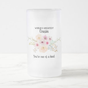 Caneca De Cerveja Vidro Jateado Primo Maior do Mundo - Girly Flowers Diversão Mod