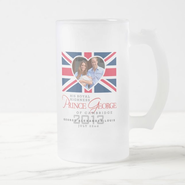 Caneca De Cerveja Vidro Jateado Príncipe George - William & Kate (Direita)