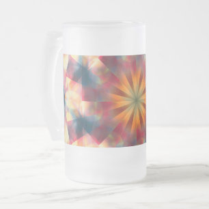 Caneca De Cerveja Vidro Jateado Prismático Caleidoscópico Psicodélico Mandala