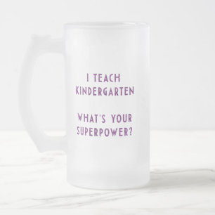 Caneca De Cerveja Vidro Jateado Professora de Jardim de Infância Superpoder Educad