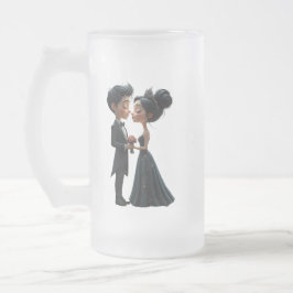 Caneca De Cerveja Vidro Jateado Promessas ao Luar – Um Cute Momento de Casamento G