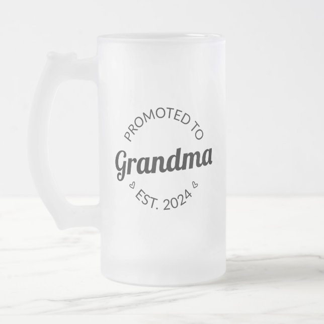 Caneca De Cerveja Vidro Jateado Promovido À Avó Est. 2024 I (Esquerda)