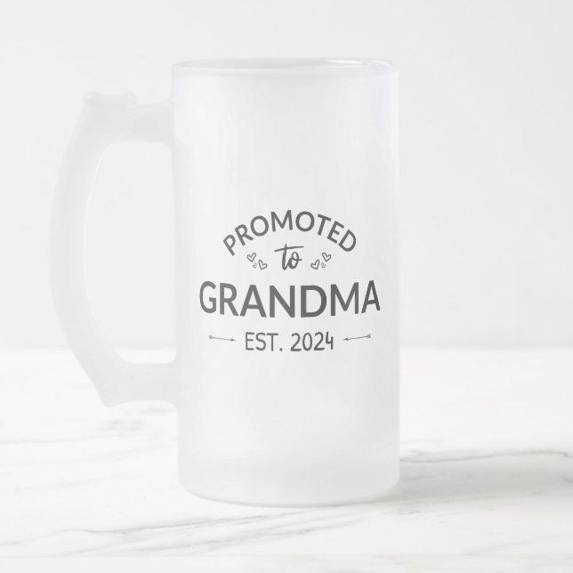 Caneca De Cerveja Vidro Jateado Promovido À Avó Est. 2024 II (Esquerda)