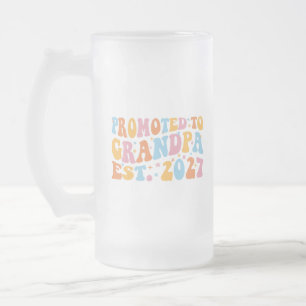 Caneca De Cerveja Vidro Jateado Promovido a Avô Est 2027 Novo Papai