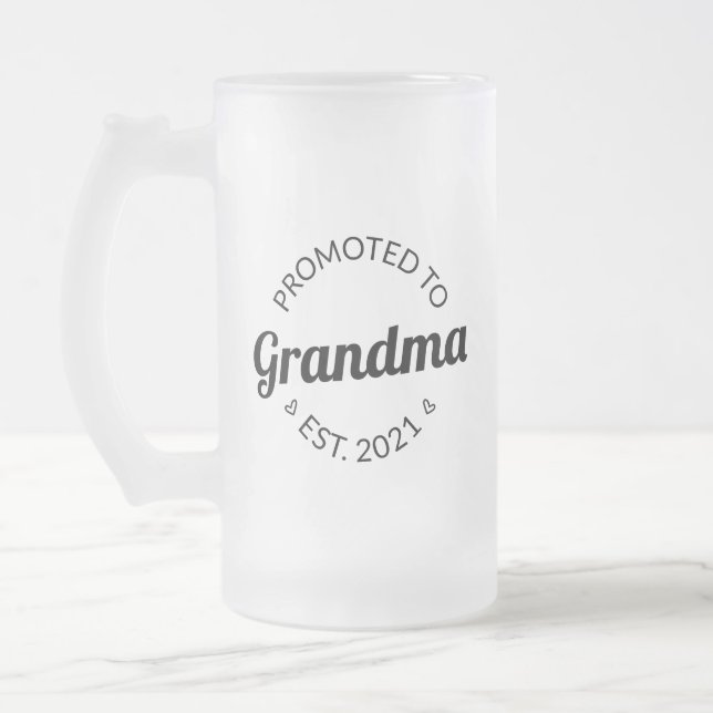 Caneca De Cerveja Vidro Jateado Promovido À Vovó Est. 2021 I (Esquerda)