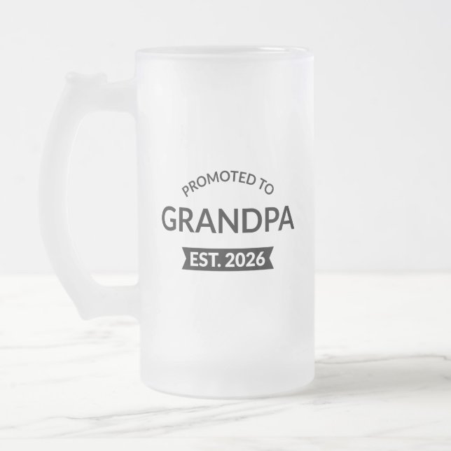 Caneca De Cerveja Vidro Jateado Promovido Ao Vovô Est. 2026 II (Esquerda)