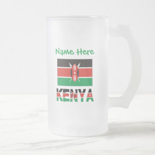 Caneca De Cerveja Vidro Jateado Quênia Bandeira Queniana Personalizada Verde