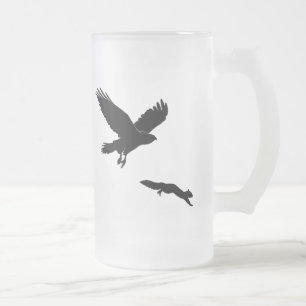 Caneca De Cerveja Vidro Jateado Rabo vermelho na siloueta de esquilo