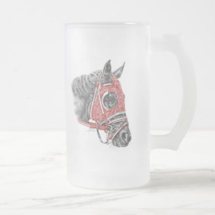 Caneca De Cerveja Vidro Jateado Raça Cavalo - Retrato Sede