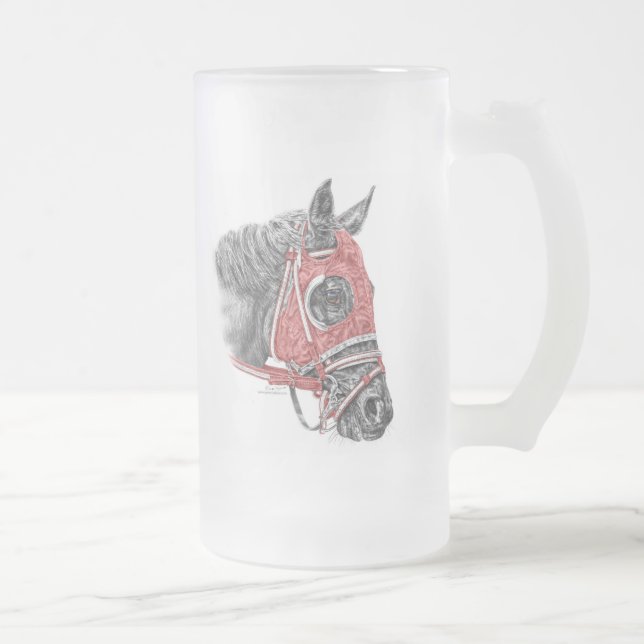 Caneca De Cerveja Vidro Jateado Race Horse Portrait Silks (Direita)