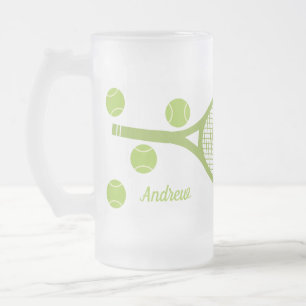 Caneca De Cerveja Vidro Jateado Racket de Tênis Verde Moderno Personalizado