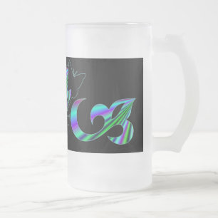Caneca De Cerveja Vidro Jateado Rainbow Heart Lily e Butterfly