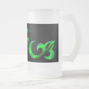 Caneca De Cerveja Vidro Jateado Rainbow Heart Lily e Butterfly