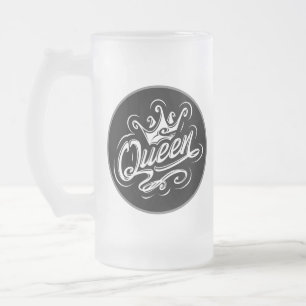 Caneca De Cerveja Vidro Jateado Rainha com coroa, Design de tipografia