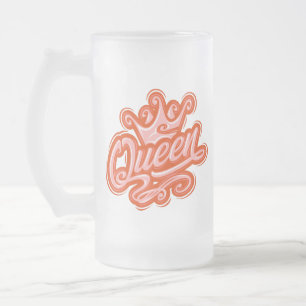 Caneca De Cerveja Vidro Jateado Rainha com coroa, Design de tipografia