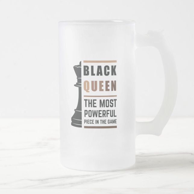Caneca De Cerveja Vidro Jateado Rainha Preta A Peça Mais Poderosa Do Jogo 2 (Direita)