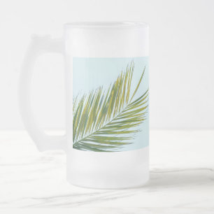 Caneca De Cerveja Vidro Jateado ramo de palmeira