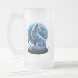Caneca De Cerveja Vidro Jateado Raposa Cristalina ao Luar – Guardiã de Sonhos Sile