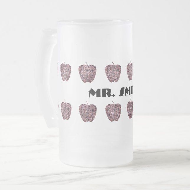 Caneca De Cerveja Vidro Jateado Red Apple Mache Professora Agradeço (Frente Esquerda)