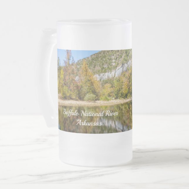 Caneca De Cerveja Vidro Jateado Reflexões de queda do rio Búfalo (Frente Esquerda)