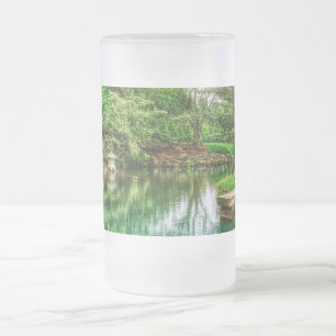 Caneca De Cerveja Vidro Jateado Reflexões primavera Verde