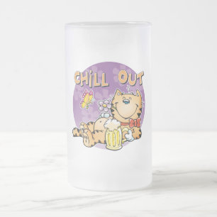 Caneca De Cerveja Vidro Jateado Refrigere para fora o gato
