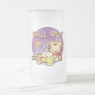 Caneca De Cerveja Vidro Jateado Refrigere para fora o gato