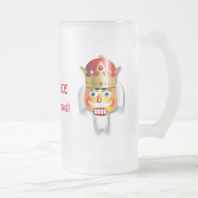Caneca De Cerveja Vidro Jateado Rei personalizado do Nutcracker do Xmas (Direita)