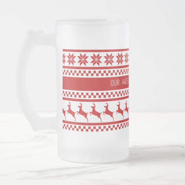 Caneca De Cerveja Vidro Jateado Reindeer Impressão nórdico Personalizado (Esquerda)
