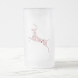 Caneca De Cerveja Vidro Jateado Reindeer Word Art Rudolph Blixem Comet Cupid
