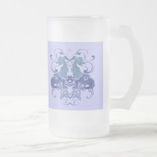 Caneca De Cerveja Vidro Jateado Renascença Medieval Vintage Lions