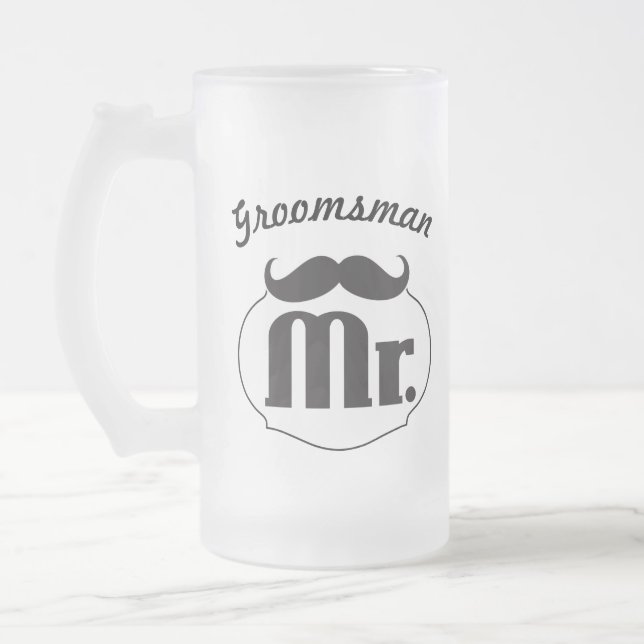 Caneca De Cerveja Vidro Jateado Retro Funny Mr Mustache Groom (Esquerda)