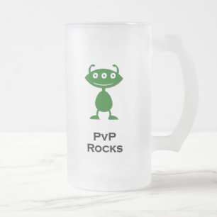 Caneca De Cerveja Vidro Jateado Rochas PvP de Olhos Triplos verdes