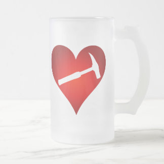 Caneca De Cerveja Vidro Jateado Rock My World: Rock Hammer Heart