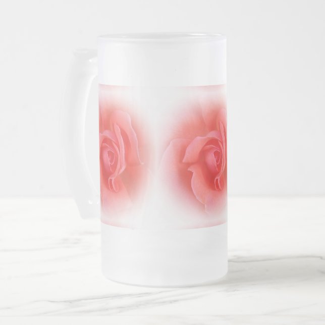 Caneca De Cerveja Vidro Jateado rosa de coral rosa (Frente Esquerda)