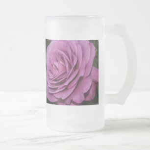 Caneca De Cerveja Vidro Jateado Rosa de vidro do Fosco de jardim magenta
