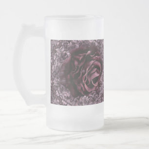 Caneca De Cerveja Vidro Jateado Rosa Mandala Mug