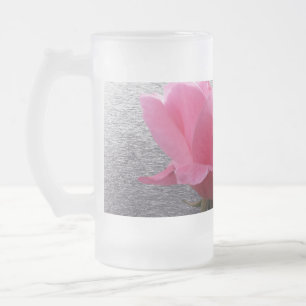 Caneca De Cerveja Vidro Jateado rosa sobre cinza