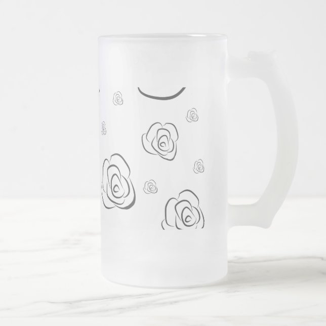 Caneca De Cerveja Vidro Jateado Rosas (Direita)
