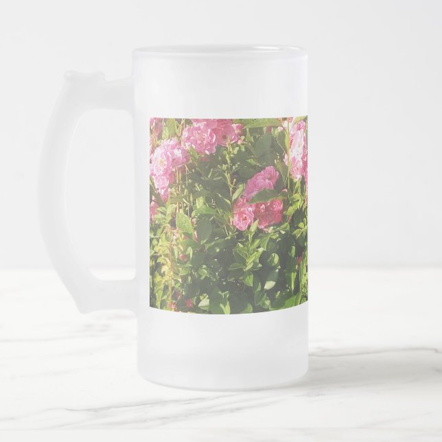 Caneca De Cerveja Vidro Jateado Rosas rosa na floração (Esquerda)