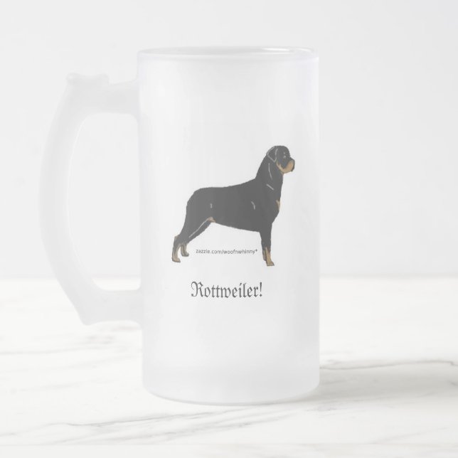 Caneca De Cerveja Vidro Jateado Rottweiler (Esquerda)